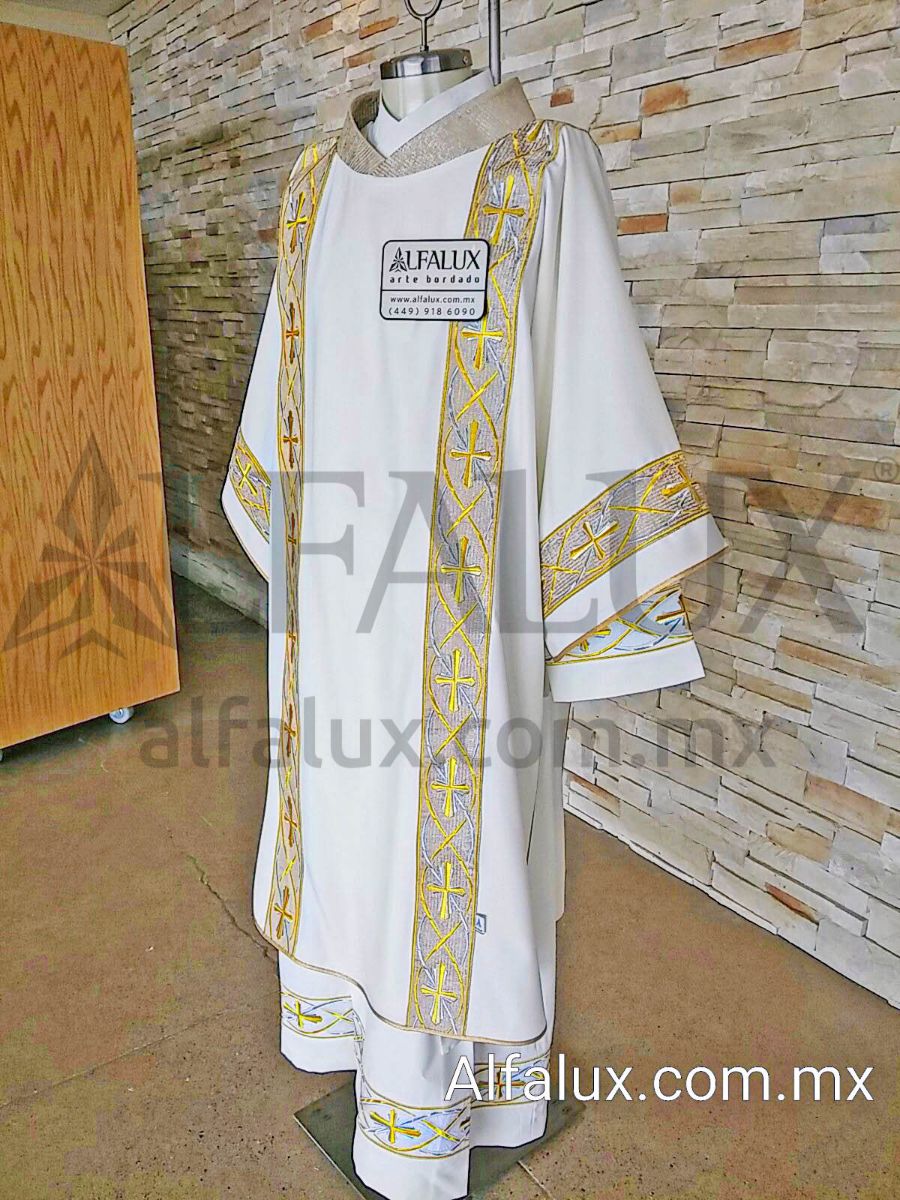 13 REINO Blanco Dalmatica Doble RAYA Brocado 348